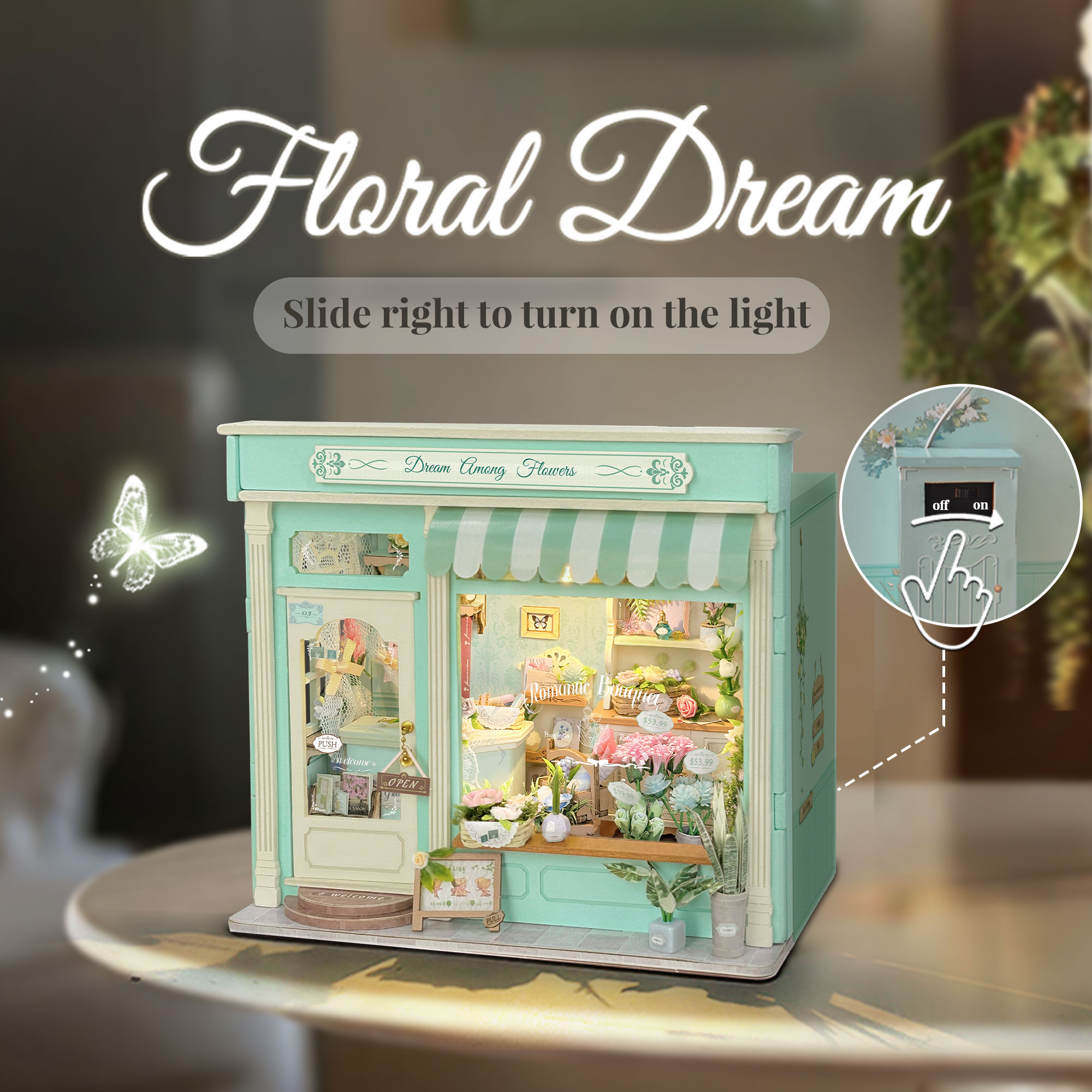 DIY 3D Wooden Flower Store Cot - đánh giá và giá Model Kit Glue